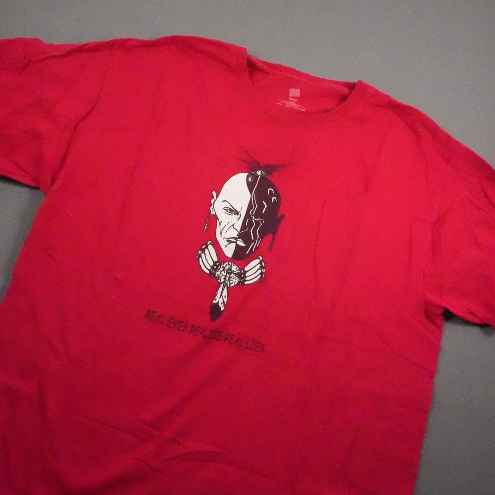 Red Gear Hanes Real Eyes Realize Real Lies Graphic Men T-Shirt L Southwestern